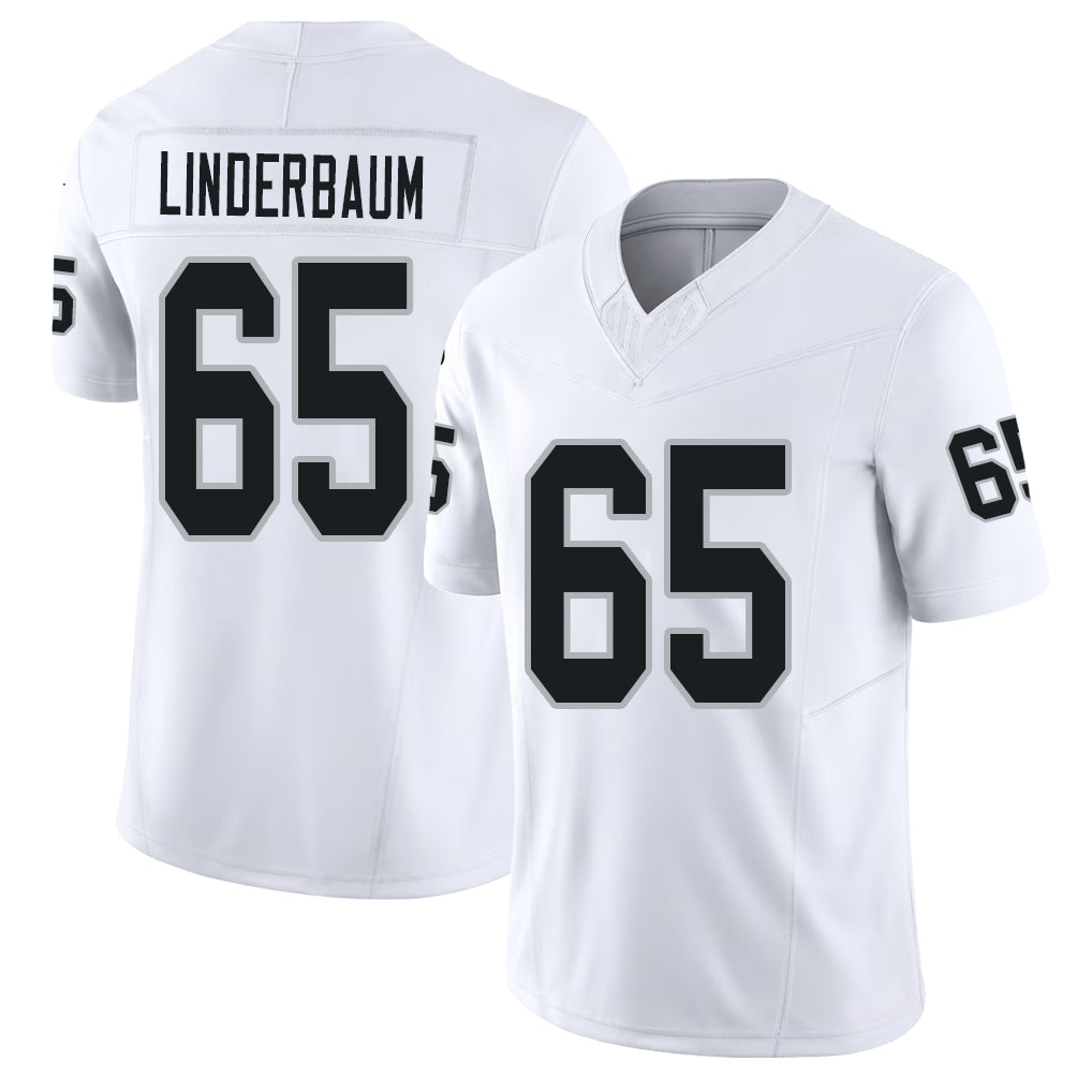 Las Vegas #65 Tyler Player Football V Neck Short Sleeve White Jersey Linderbaum For Men Youth Women Gift