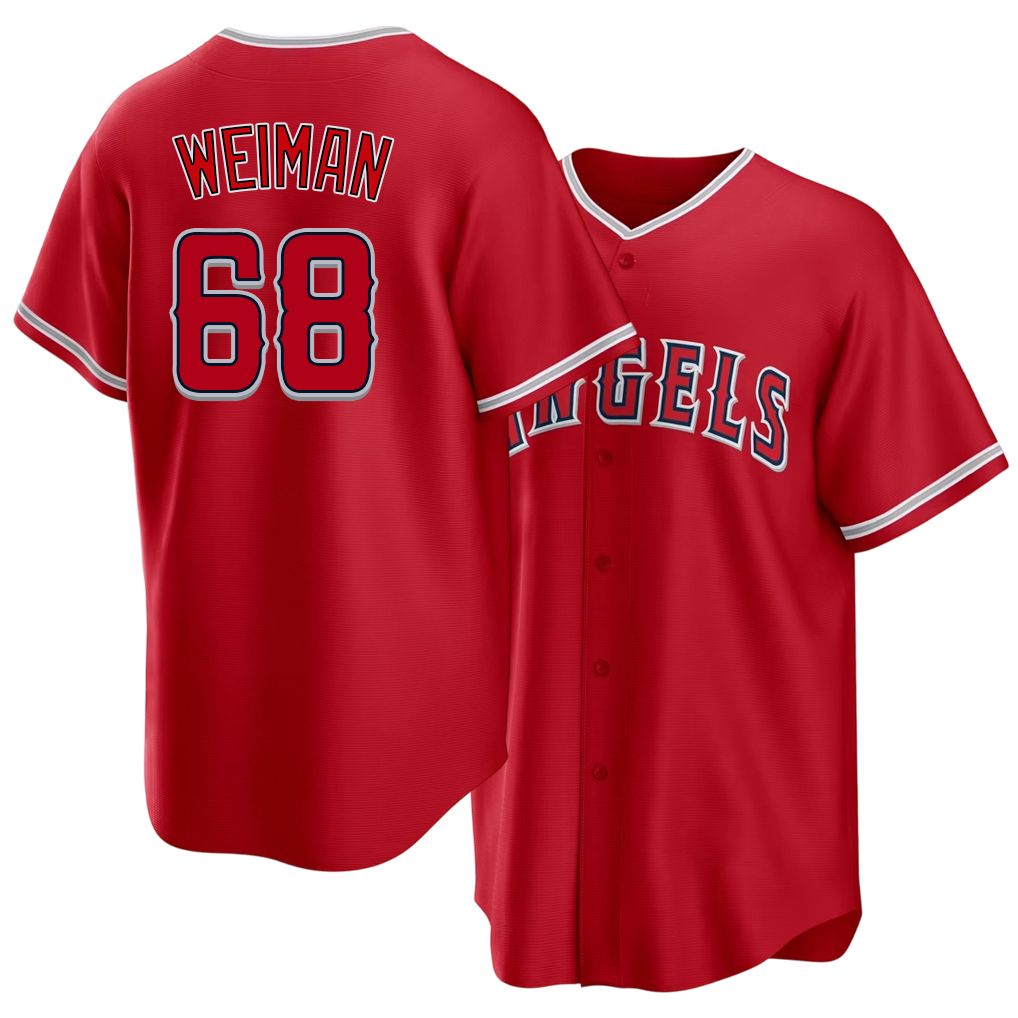 Los Angeles A #68 Weiman Player Baseball Short Sleeve Red Jersey Blake For Men Women Youth Gift