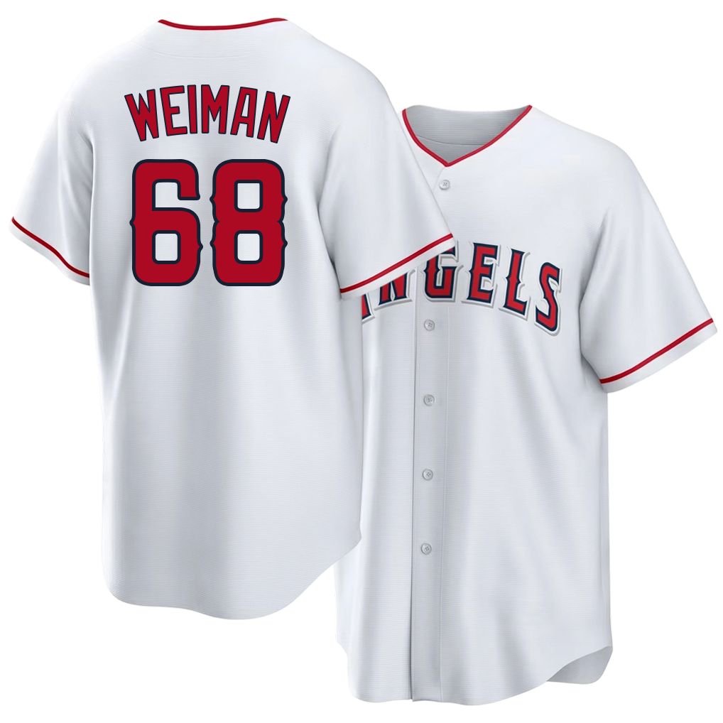 Los Angeles A #68 Weiman Player Baseball Short Sleeve White Jersey Blake For Men Women Youth Gift