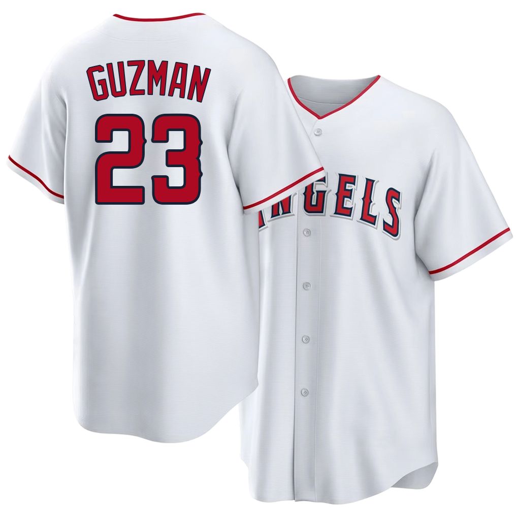 Los Angeles A #23 Guzman Player Baseball Short Sleeve White Jersey Denzer For Men Women Youth Gift