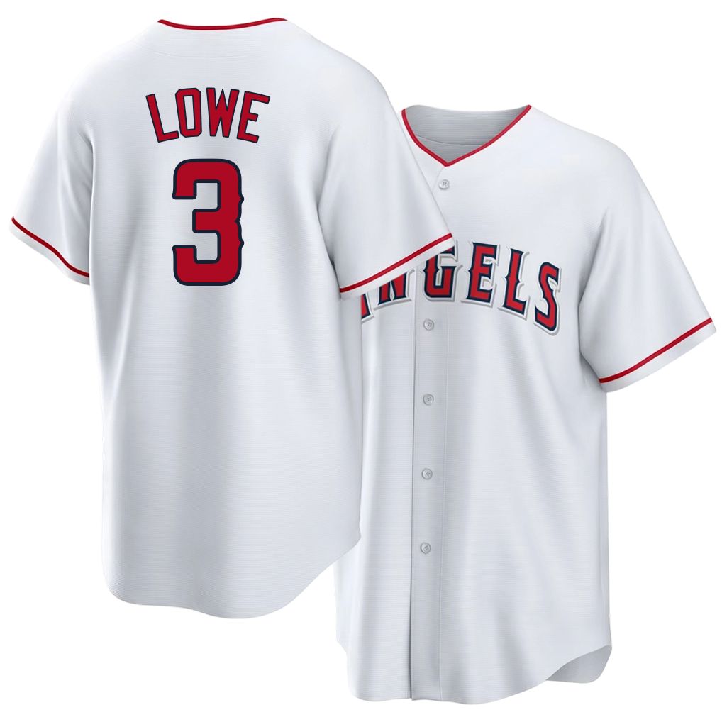 Los Angeles A #3 Lowe Player Baseball Short Sleeve White Jersey Josh For Men Women Youth Gift
