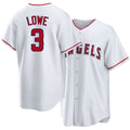 Los Angeles A #3 Lowe Player Baseball Short Sleeve White Jersey Josh For Men Women Youth Gift