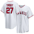 Los Angeles A #27 Trout Player Baseball Short Sleeve White Jersey Mike For Men Women Youth Gift