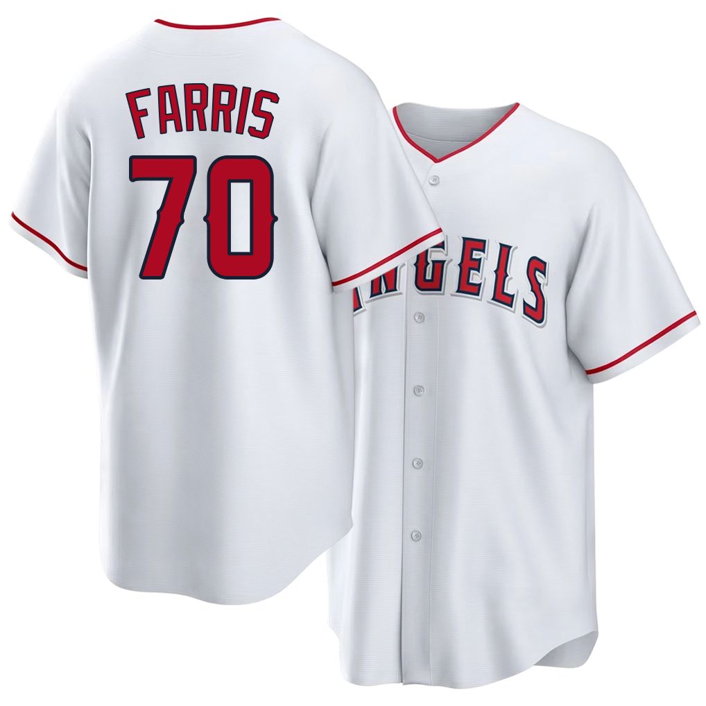 Los Angeles A #70 Farris Player Baseball Short Sleeve White Jersey Mitch For Men Women Youth Gift
