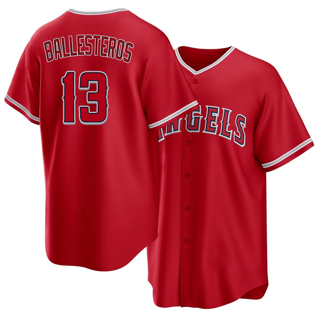 Los Angeles A #13 Ballesteros Player Baseball Short Sleeve Red Jersey Moises For Men Women Youth Gift
