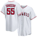 Los Angeles A #55 Saucedo Player Baseball Short Sleeve White Jersey Tayler For Men Women Youth Gift