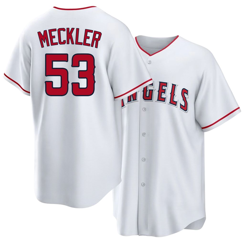 Los Angeles A #53 Meckler Player Baseball Short Sleeve White Jersey Wade For Men Women Youth Gift