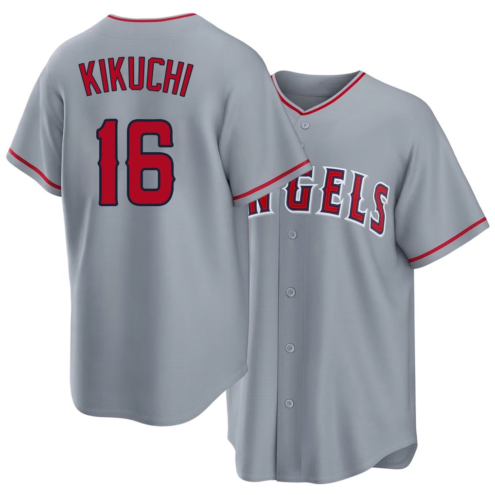 Los Angeles A #16 Kikuchi Player Baseball Short Sleeve Gray Jersey Yusei For Men Women Youth Gift