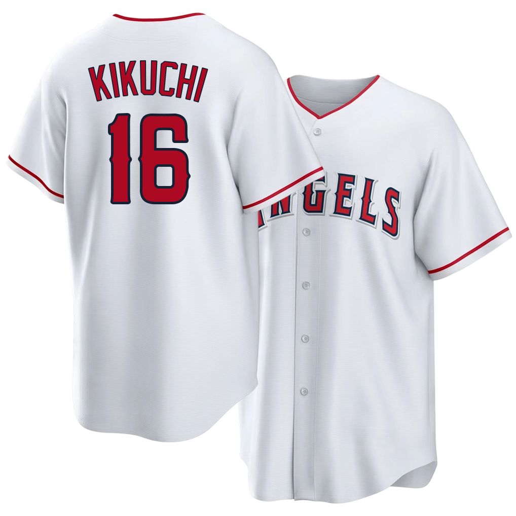 Los Angeles A #16 Kikuchi Player Baseball Short Sleeve White Jersey Yusei For Men Women Youth Gift