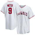 Los Angeles A #9 Neto Player Baseball Short Sleeve White Jersey Zach For Men Women Youth Gift
