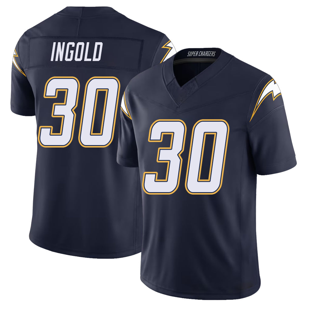Los Angeles C #30 Ingold Player Football V Neck Short Sleeve Navy Jersey Alec For Men Youth Women Gift