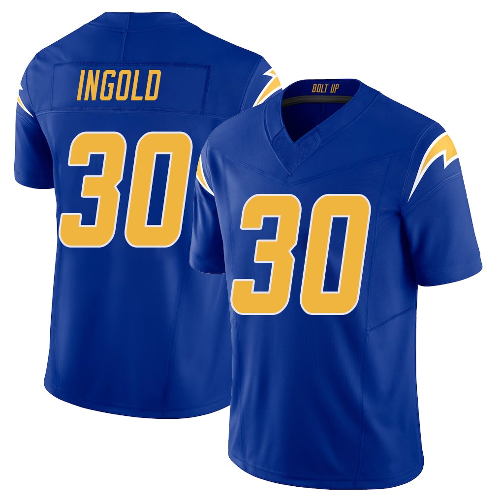 Los Angeles C #30 Ingold Player Football V Neck Short Sleeve Royal Jersey Alec For Men Youth Women Gift