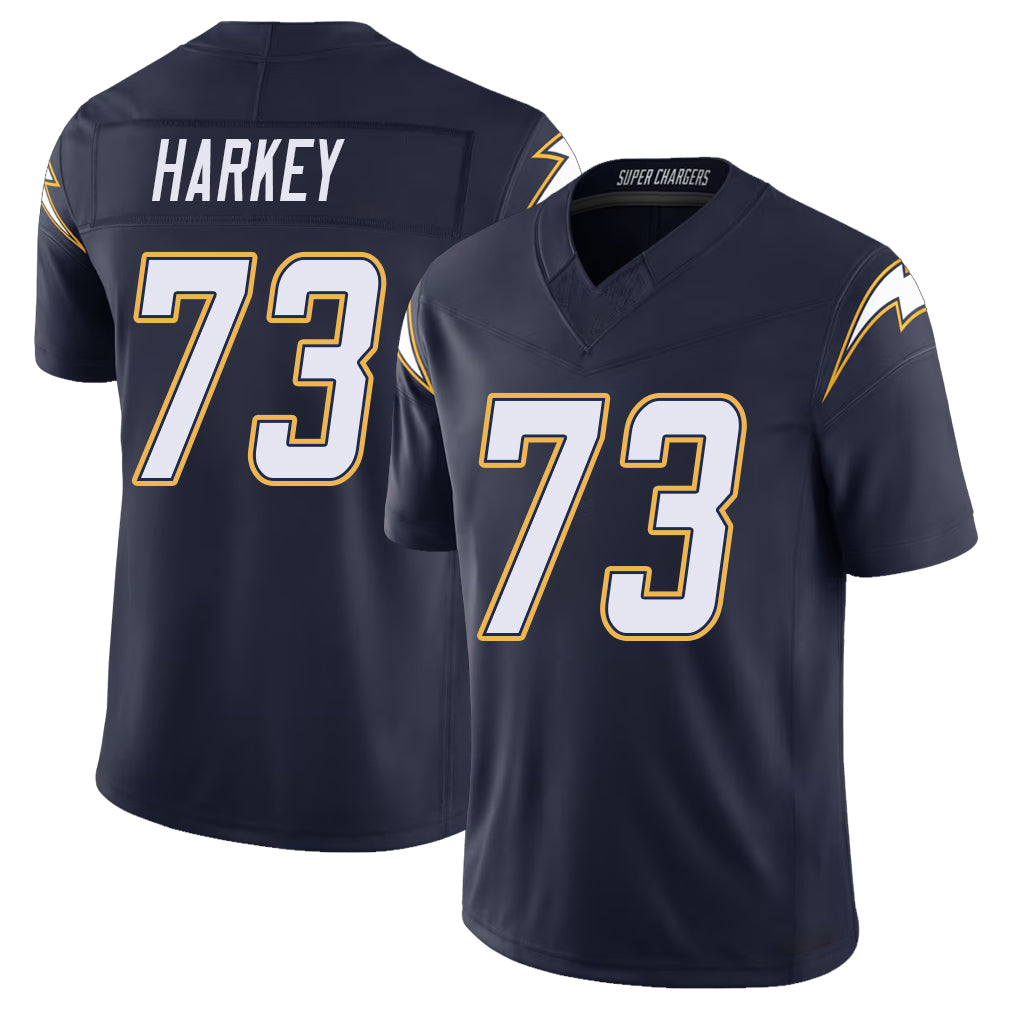 Los Angeles C #73 Harkey Player Football V Neck Short Sleeve Navy Jersey Alex For Men Youth Women Gift