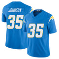Los Angeles C #35 Johnson Player Football V Neck Short Sleeve Blue Jersey Amar For Men Youth Women Gift