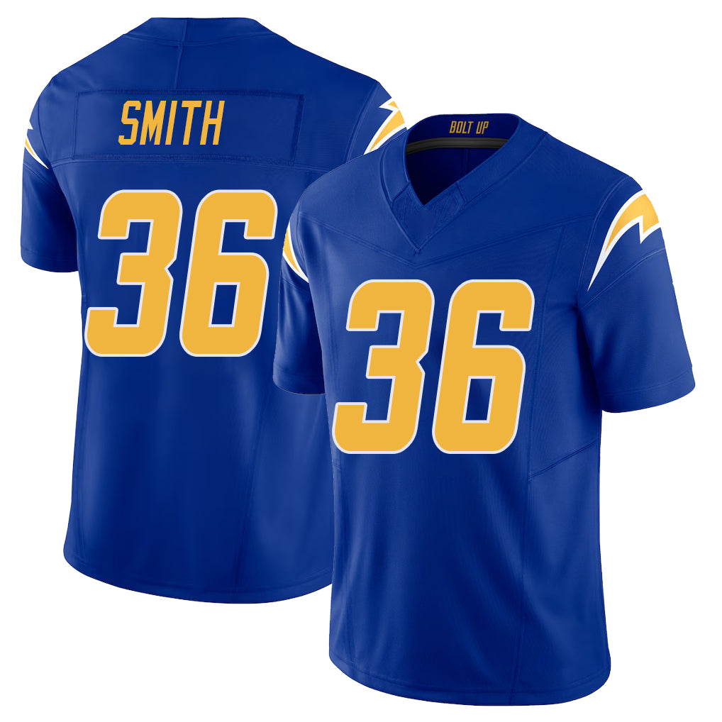 Los Angeles C #36 Smith Player Football V Neck Short Sleeve Royal Jersey Avery For Men Youth Women Gift