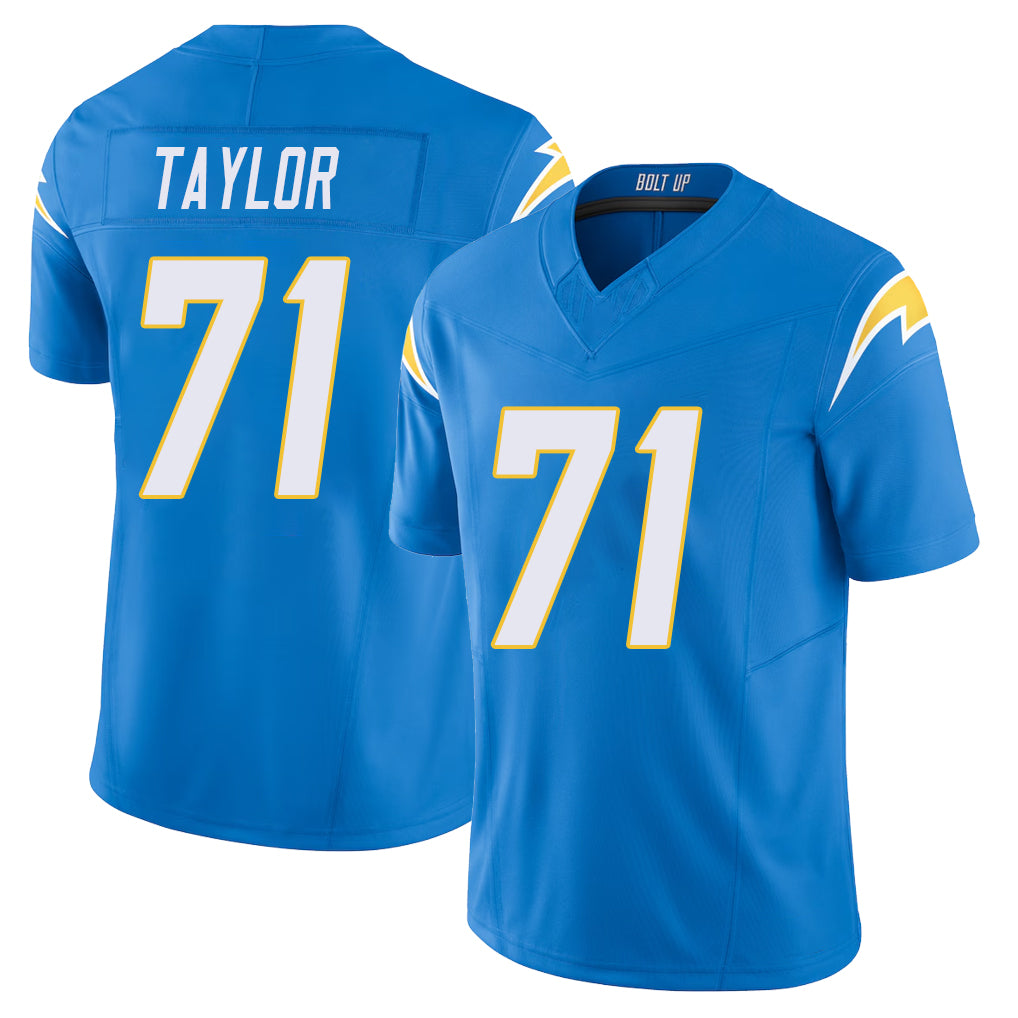 Los Angeles C #71 Taylor Player Football V Neck Short Sleeve Blue Jersey Branson For Men Youth Women Gift