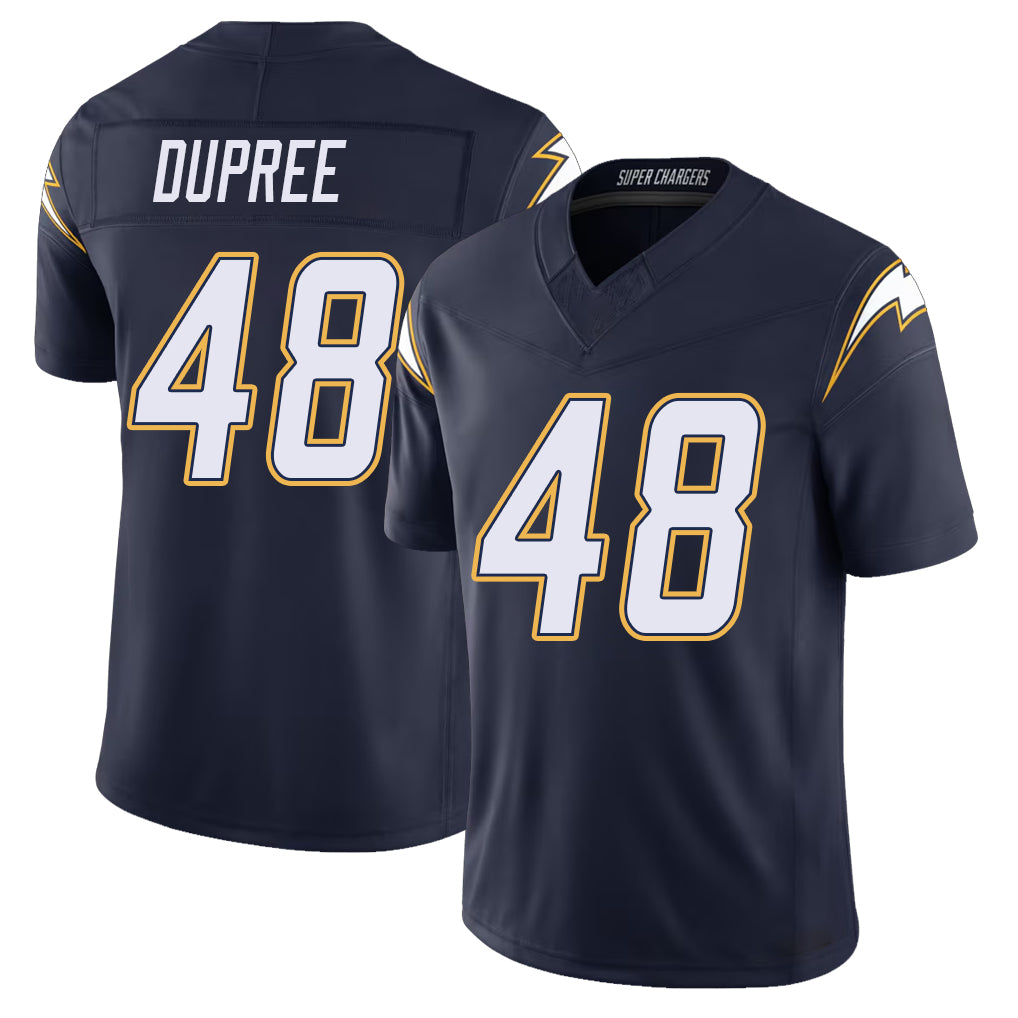 Los Angeles C #48 Dupree Player Football V Neck Short Sleeve Navy Jersey Bud For Men Youth Women Gift