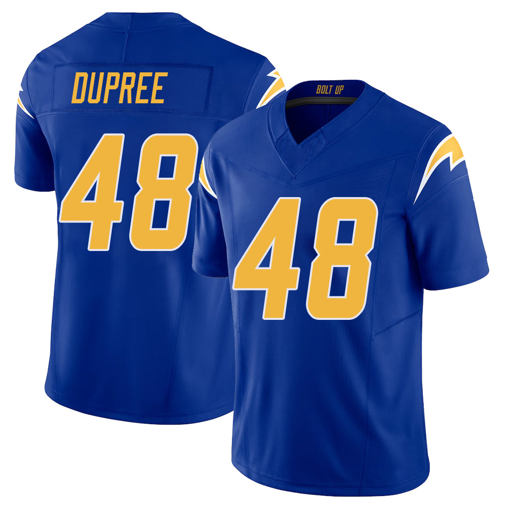 Los Angeles C #48 Dupree Player Football V Neck Short Sleeve Royal Jersey Bud For Men Youth Women Gift