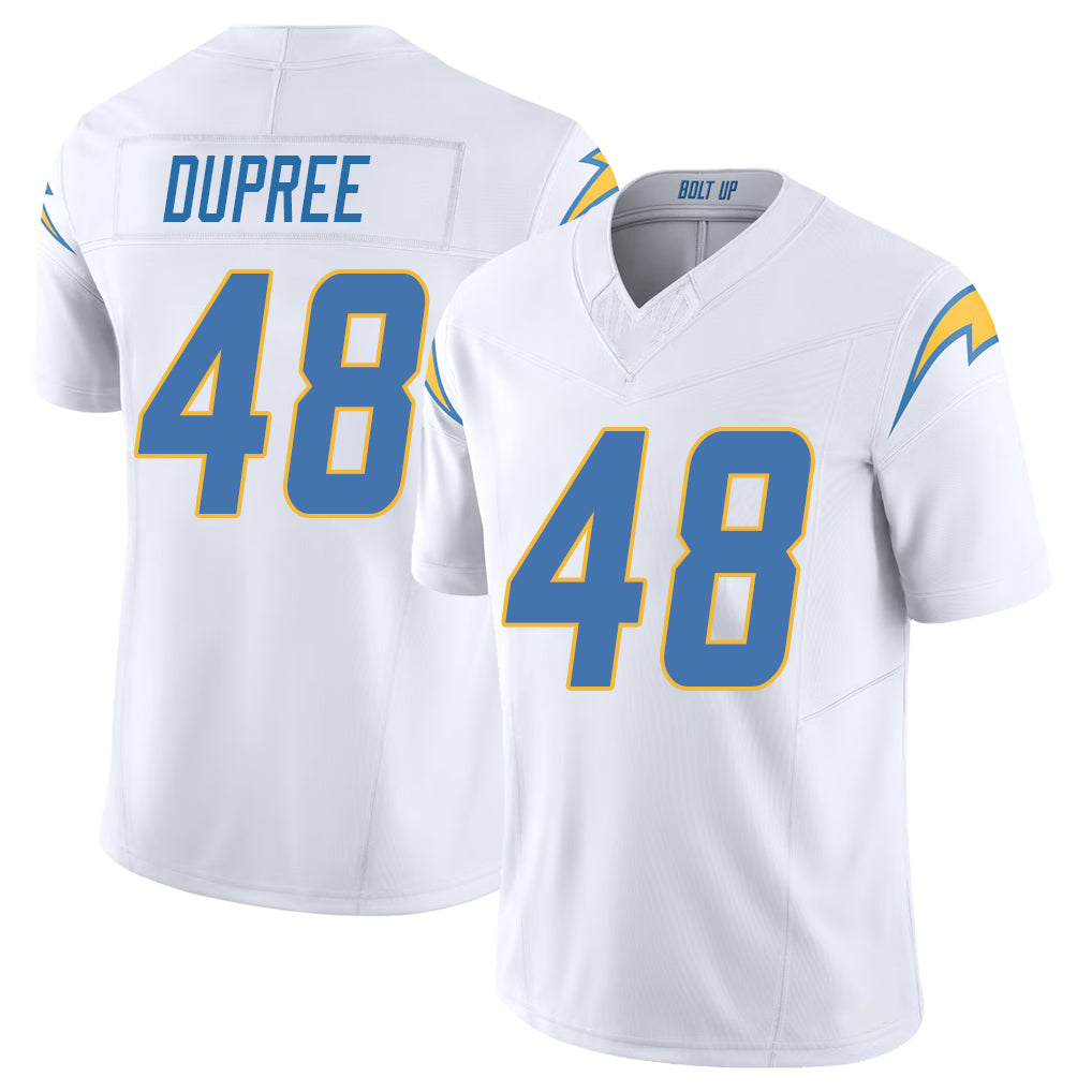 Los Angeles C #48 Dupree Player Football V Neck Short Sleeve White Jersey Bud For Men Youth Women Gift