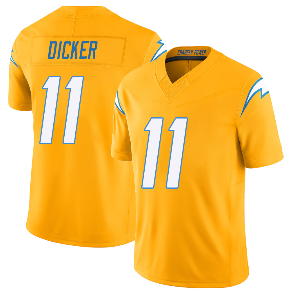 Los Angeles C #11 Dicker Player Football V Neck Short Sleeve Gold Jersey Cameron For Men Youth Women Gift