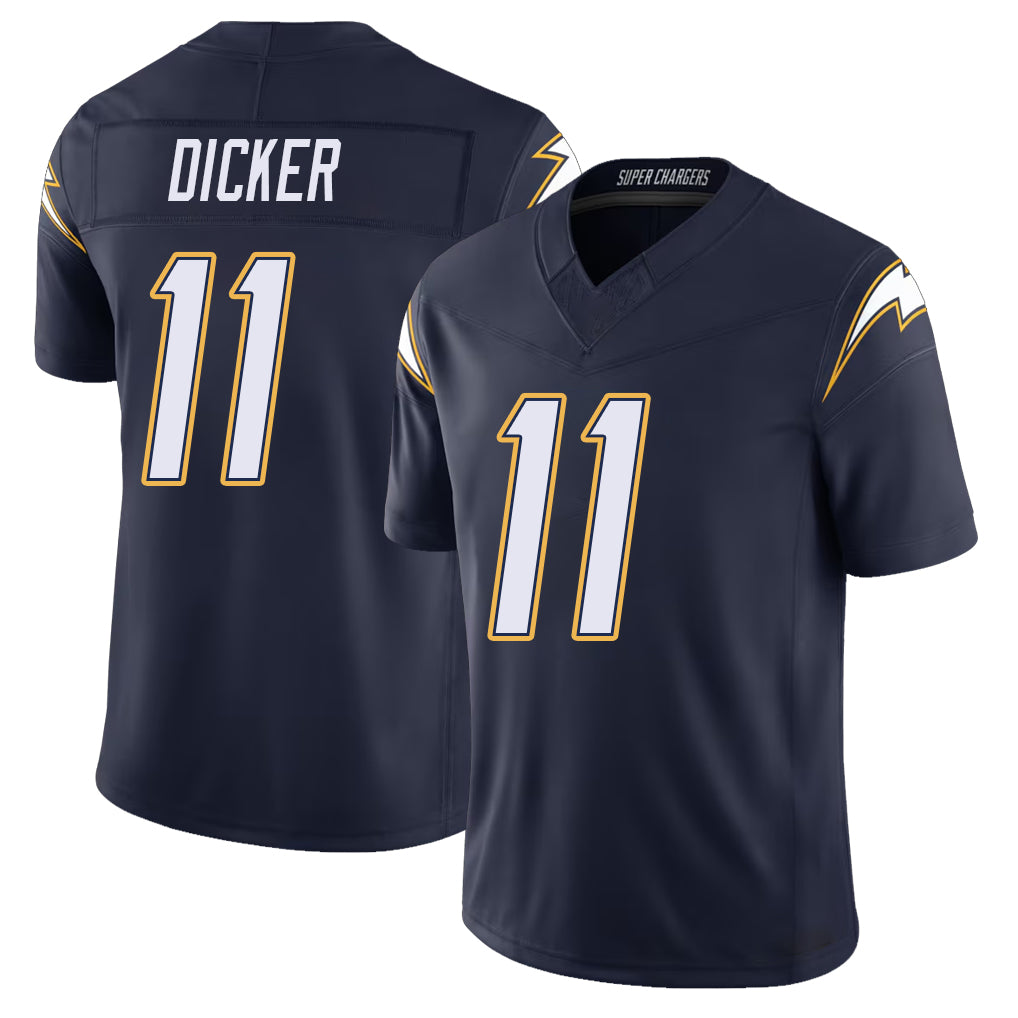 Los Angeles C #11 Dicker Player Football V Neck Short Sleeve Navy Jersey Cameron For Men Youth Women Gift