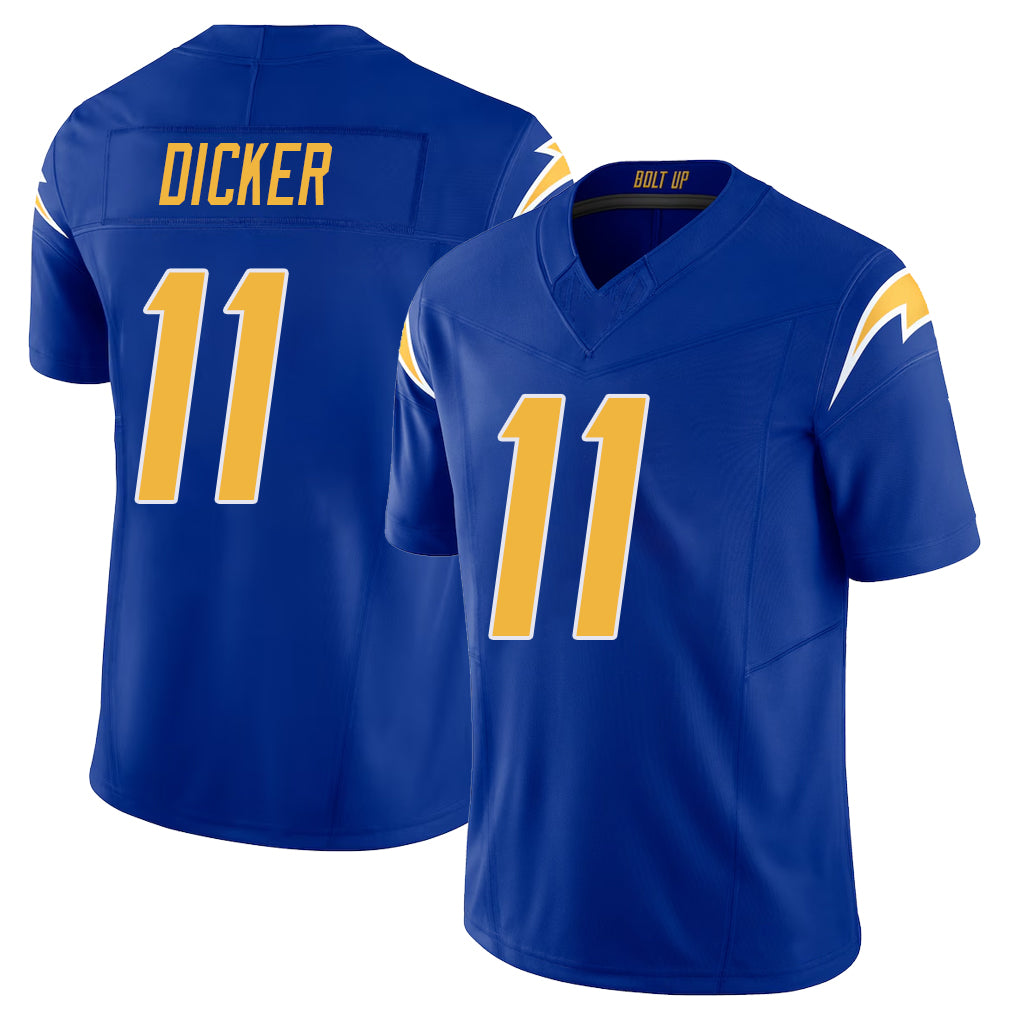 Los Angeles C #11 Dicker Player Football V Neck Short Sleeve Royal Jersey Cameron For Men Youth Women Gift