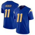 Los Angeles C #11 Dicker Player Football V Neck Short Sleeve Royal Jersey Cameron For Men Youth Women Gift