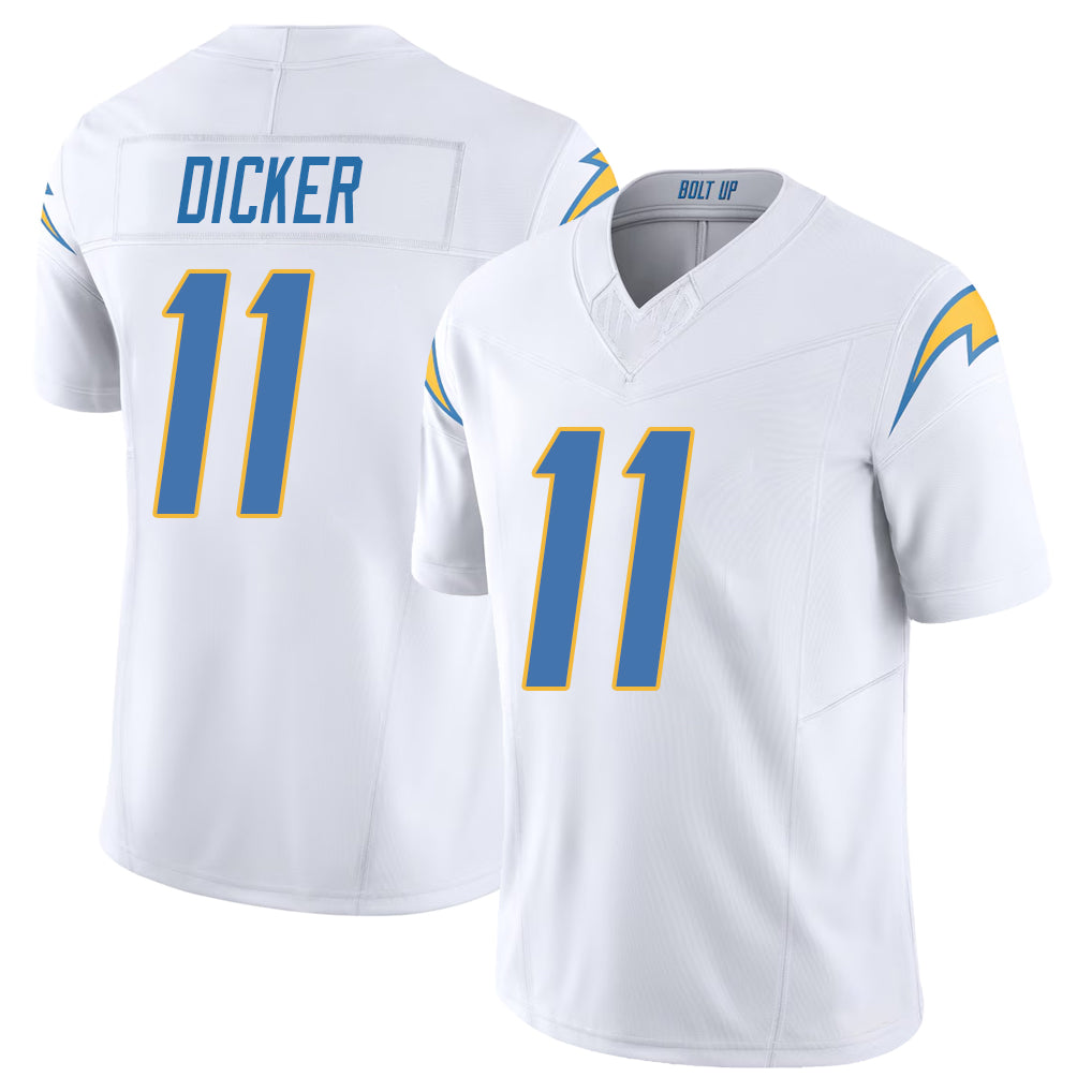 Los Angeles C #11 Dicker Player Football V Neck Short Sleeve White Jersey Cameron For Men Youth Women Gift