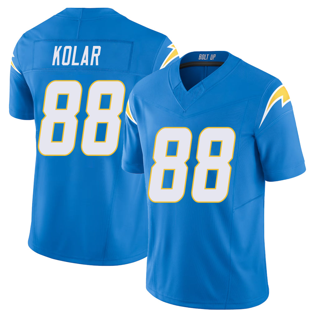 Los Angeles C #88 Kolar Player Football V Neck Short Sleeve Blue Jersey Charlie For Men Youth Women Gift
