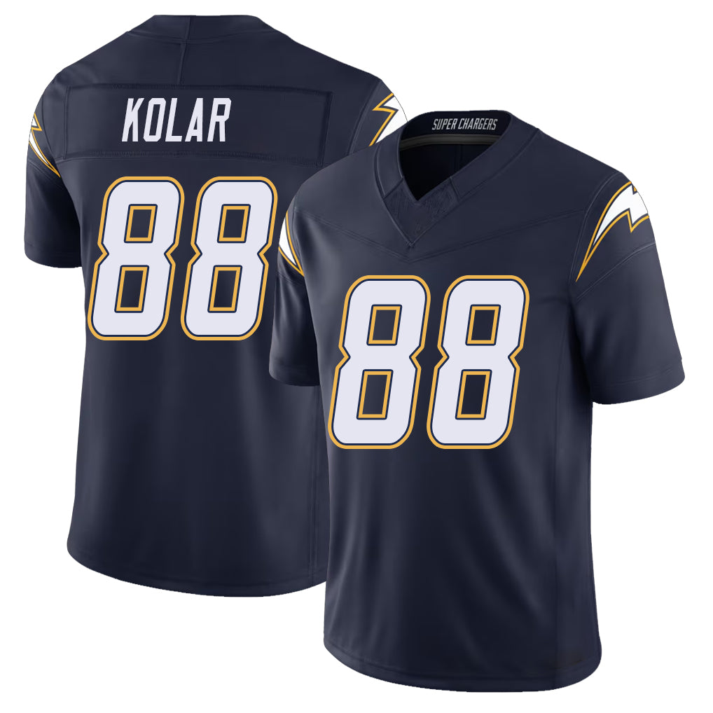 Los Angeles C #88 Kolar Player Football V Neck Short Sleeve Navy Jersey Charlie For Men Youth Women Gift