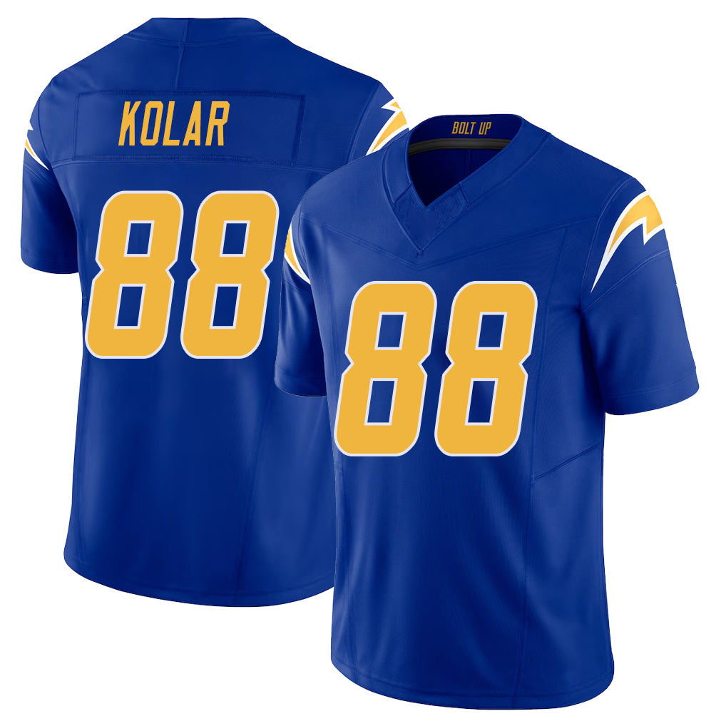 Los Angeles C #88 Kolar Player Football V Neck Short Sleeve Royal Jersey Charlie For Men Youth Women Gift