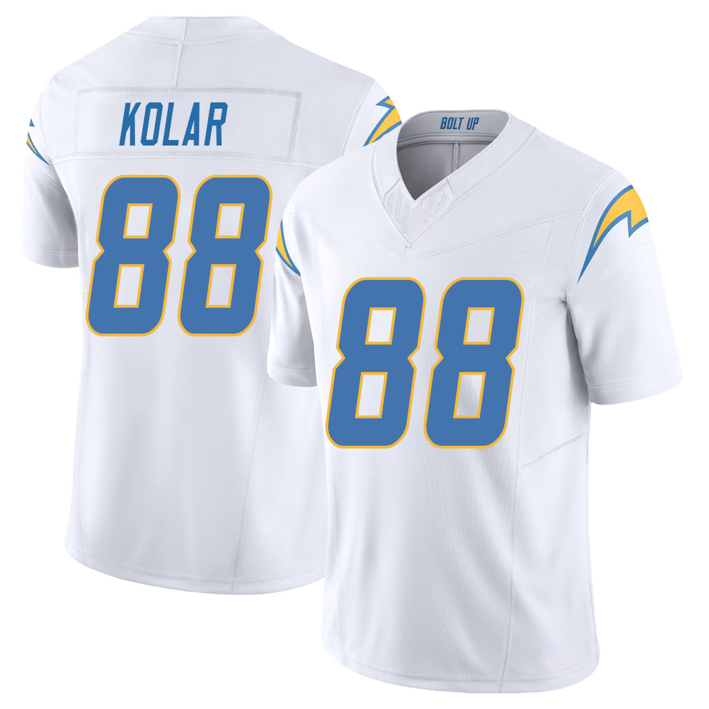 Los Angeles C #88 Kolar Player Football V Neck Short Sleeve White Jersey Charlie For Men Youth Women Gift