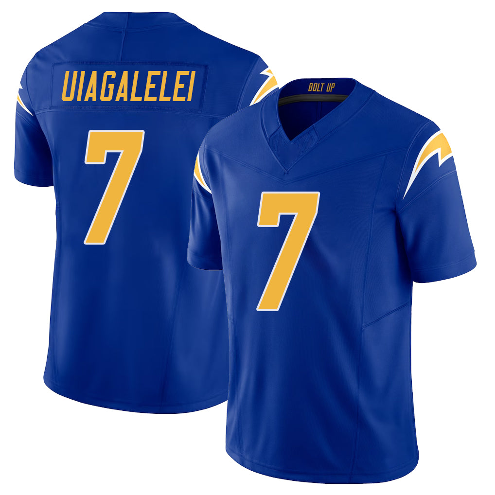 Los Angeles C #7 Uiagalelei Player Football V Neck Short Sleeve Royal Jersey DJ For Men Youth Women Gift