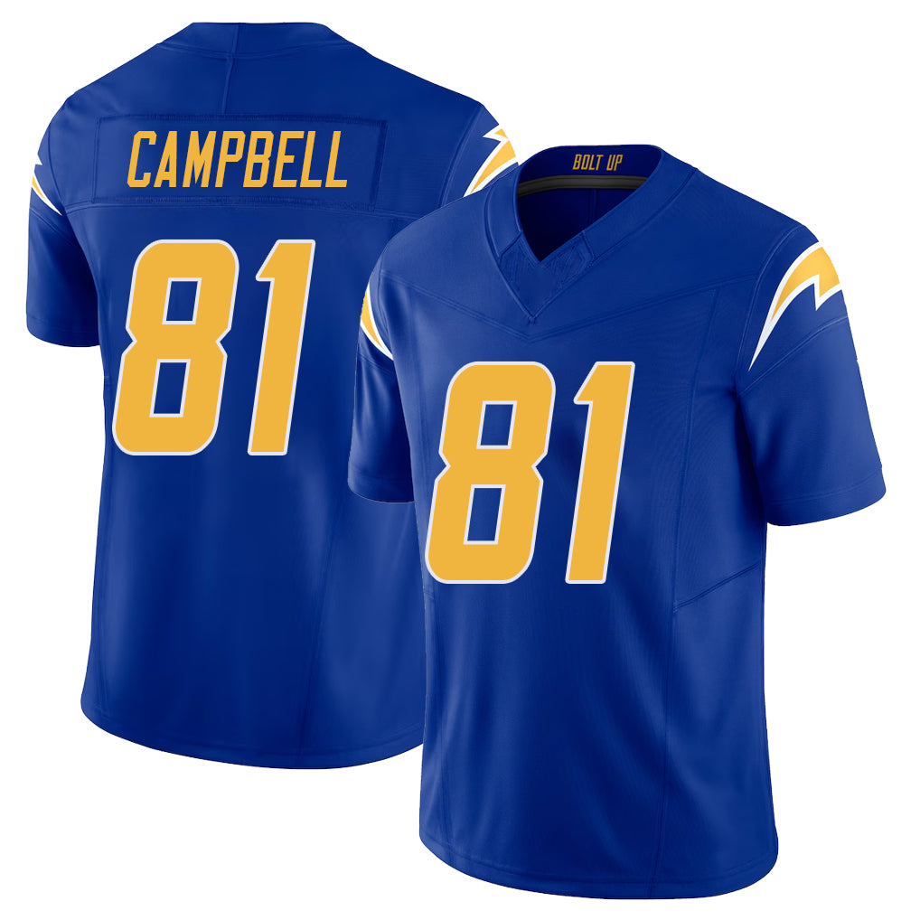 Los Angeles C #81 Campbell Player Football V Neck Short Sleeve Royal Jersey Dalevon For Men Youth Women Gift