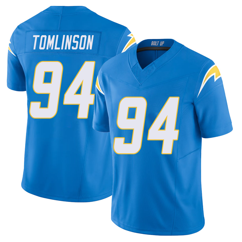 Los Angeles C #94 Tomlinson Player Football V Neck Short Sleeve Blue Jersey Dalvin For Men Youth Women Gift