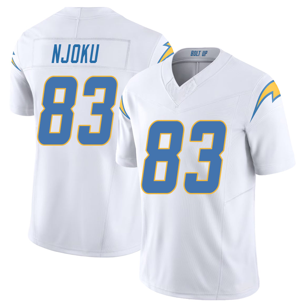 Los Angeles C #83 Njoku Player Football V Neck Short Sleeve White Jersey David For Men Youth Women Gift