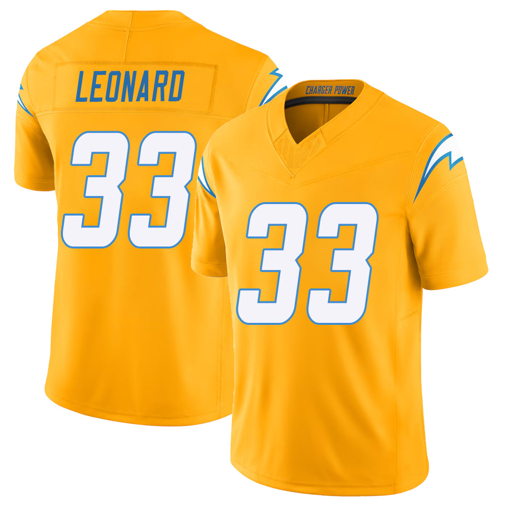 Los Angeles C #33 Leonard Player Football V Neck Short Sleeve Gold Jersey Deane For Men Youth Women Gift