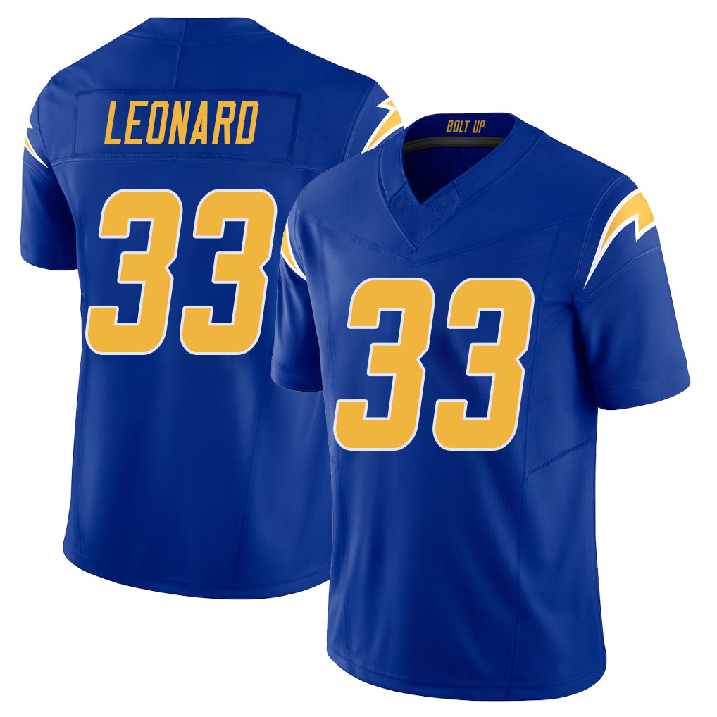 Los Angeles C #33 Leonard Player Football V Neck Short Sleeve Royal Jersey Deane For Men Youth Women Gift