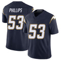 Los Angeles C #53 Phillips Player Football V Neck Short Sleeve Navy Jersey Del'Shawn For Men Youth Women Gift