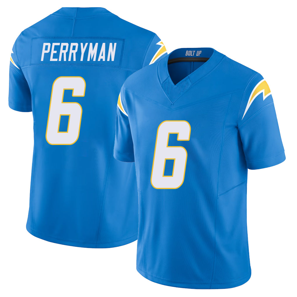 Los Angeles C #6 Perryman Player Football V Neck Short Sleeve Blue Jersey Denzel For Men Youth Women Gift