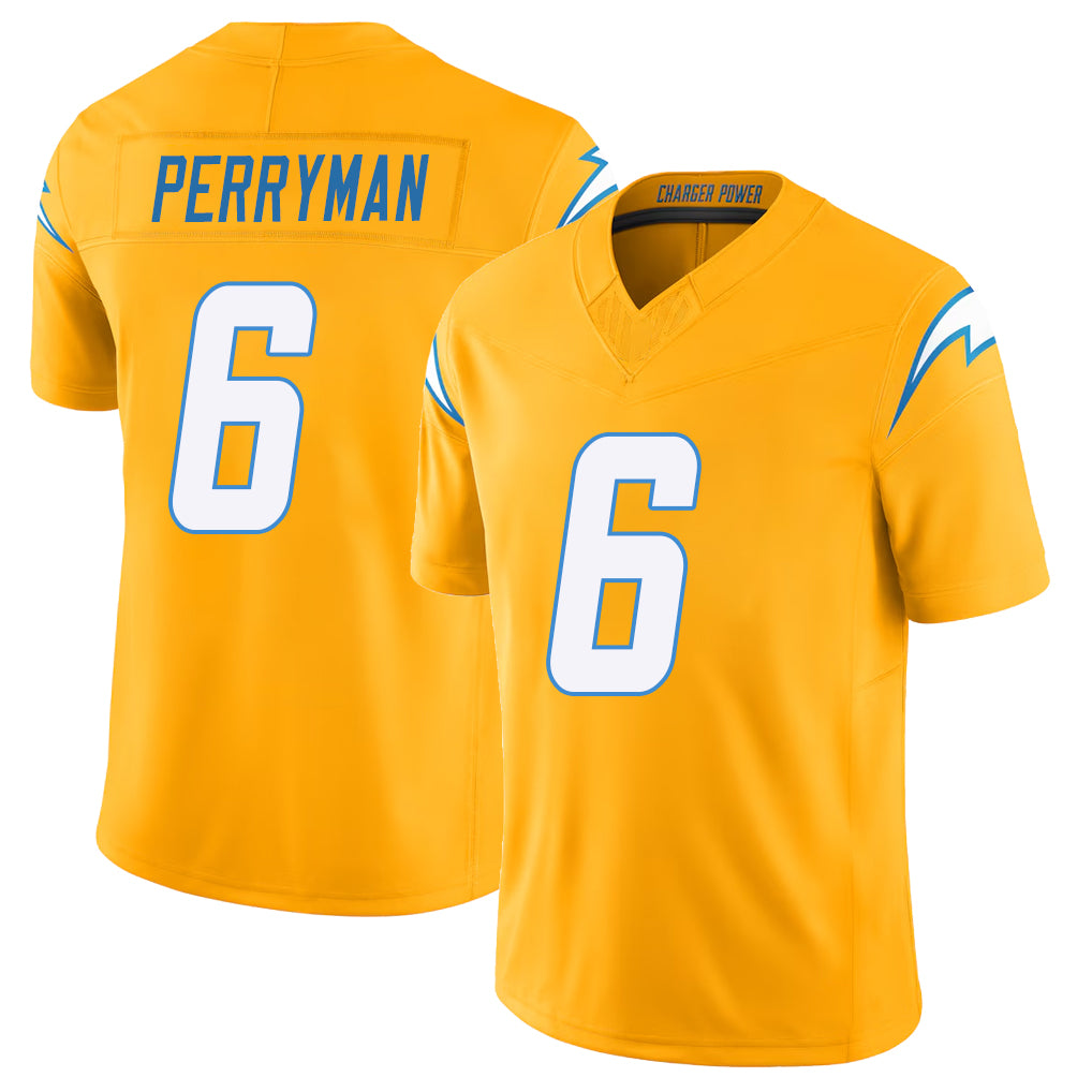 Los Angeles C #6 Perryman Player Football V Neck Short Sleeve Gold Jersey Denzel For Men Youth Women Gift