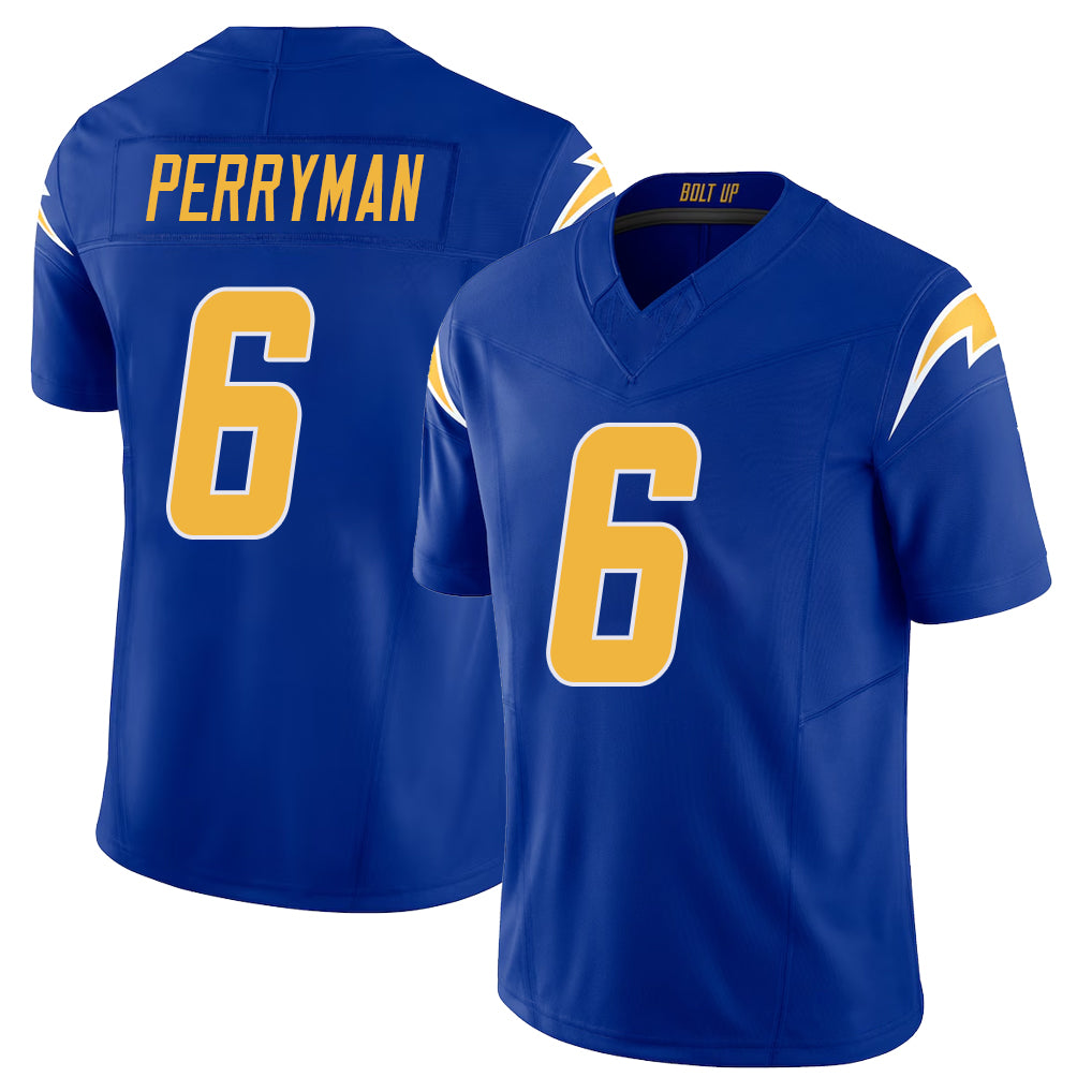 Los Angeles C #6 Perryman Player Football V Neck Short Sleeve Royal Jersey Denzel For Men Youth Women Gift