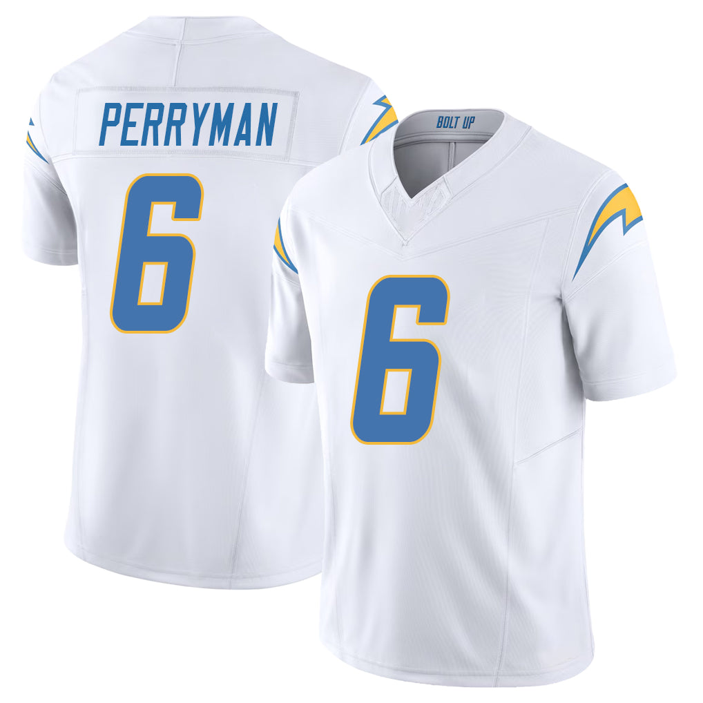 Los Angeles C #6 Perryman Player Football V Neck Short Sleeve White Jersey Denzel For Men Youth Women Gift