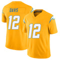 Los Angeles C #12 Davis Player Football V Neck Short Sleeve Gold Jersey Derius For Men Youth Women Gift