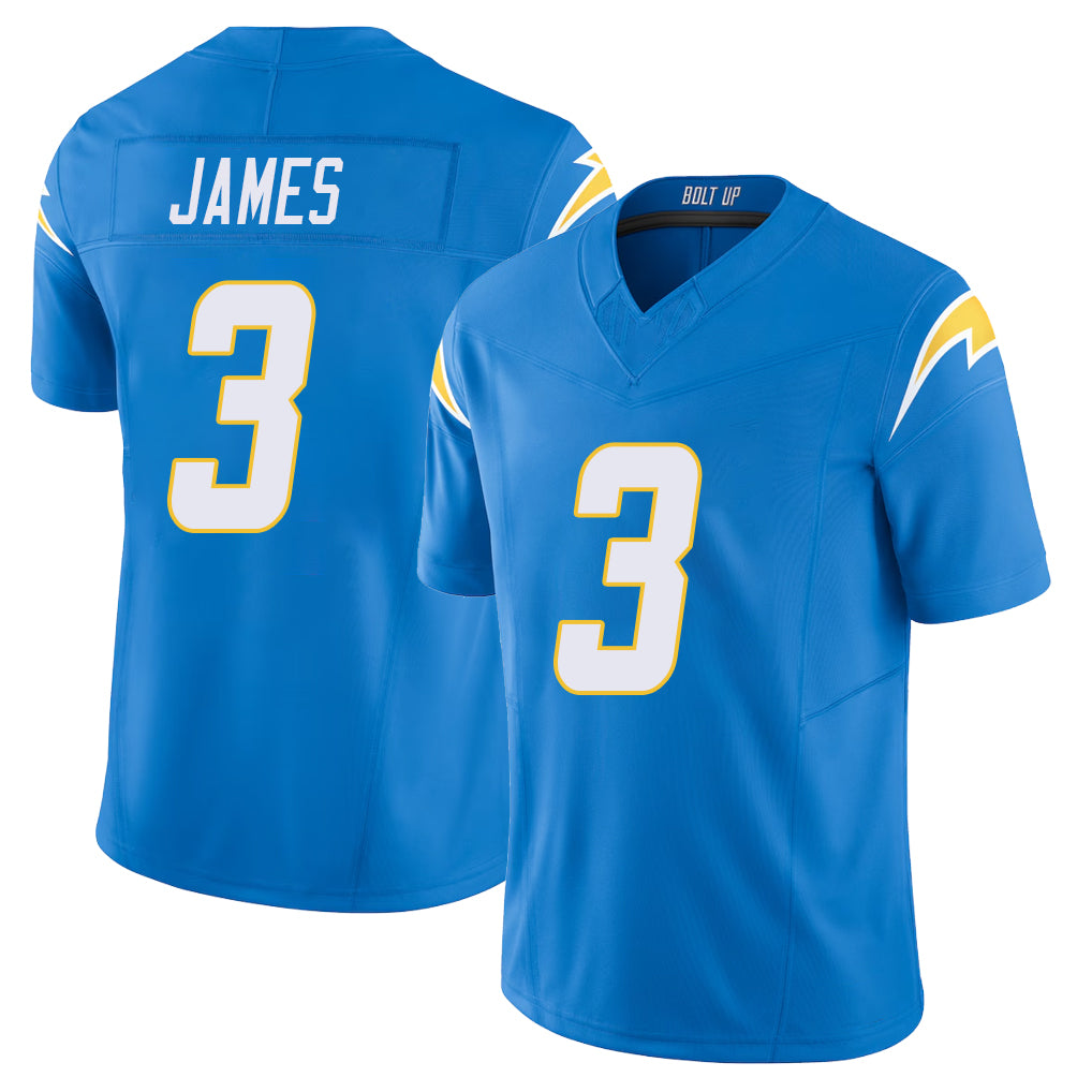 Los Angeles C #3 James Player Football V Neck Short Sleeve Blue Jersey Derwin For Men Youth Women Gift