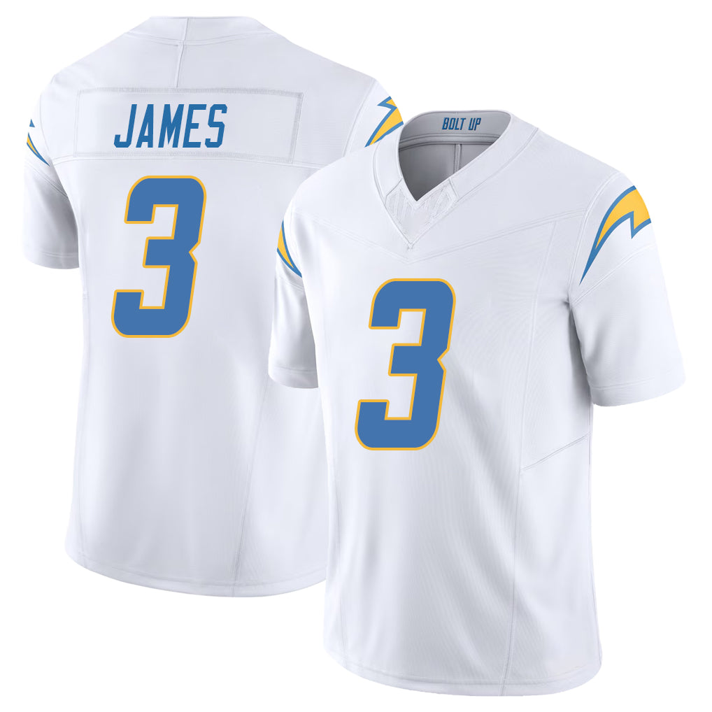 Los Angeles C #3 James Player Football V Neck Short Sleeve White Jersey Derwin For Men Youth Women Gift