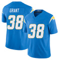 Los Angeles C #38 Grant Player Football V Neck Short Sleeve Blue Jersey Devin For Men Youth Women Gift