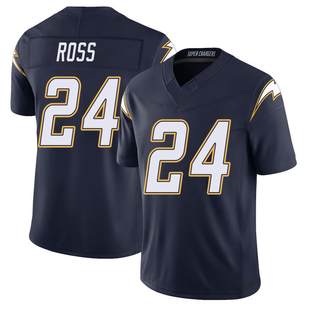Los Angeles C #24 Ross Player Football V Neck Short Sleeve Navy Jersey Devonte For Men Youth Women Gift