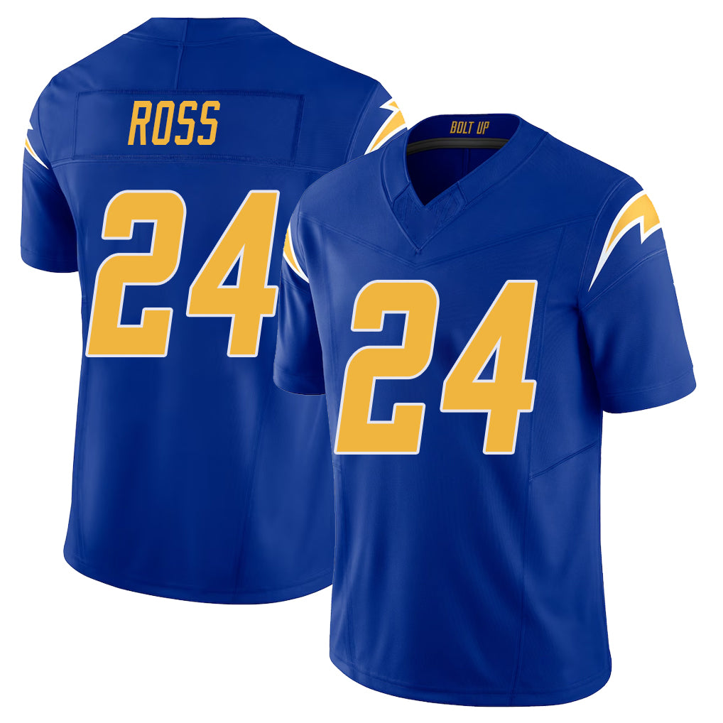 Los Angeles C #24 Ross Player Football V Neck Short Sleeve Royal Jersey Devonte For Men Youth Women Gift