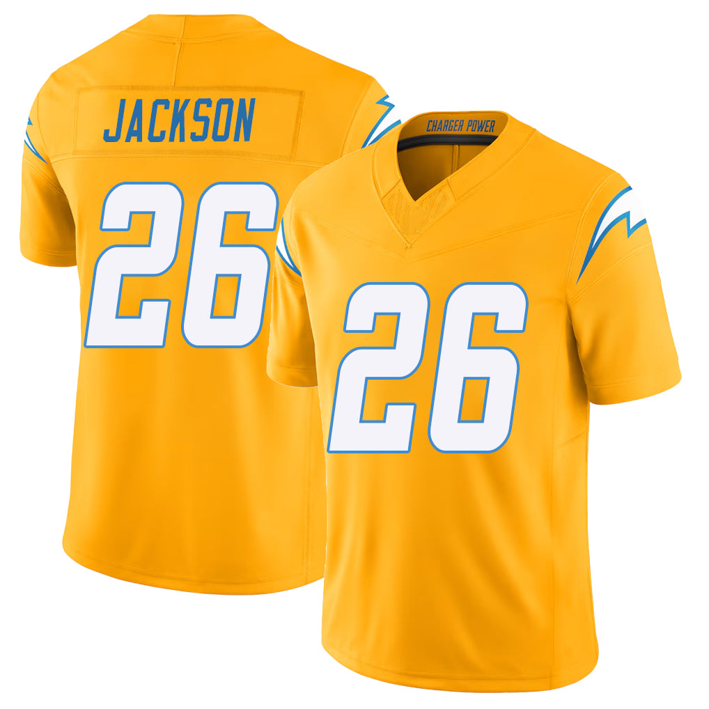 Los Angeles C #26 Jackson Player Football V Neck Short Sleeve Gold Jersey Donte For Men Youth Women Gift
